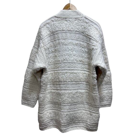 Jones New York Sport Hand Knit Mohair Wool Sweater S Long Cardigan Cream Zip - Picture 2 of 9